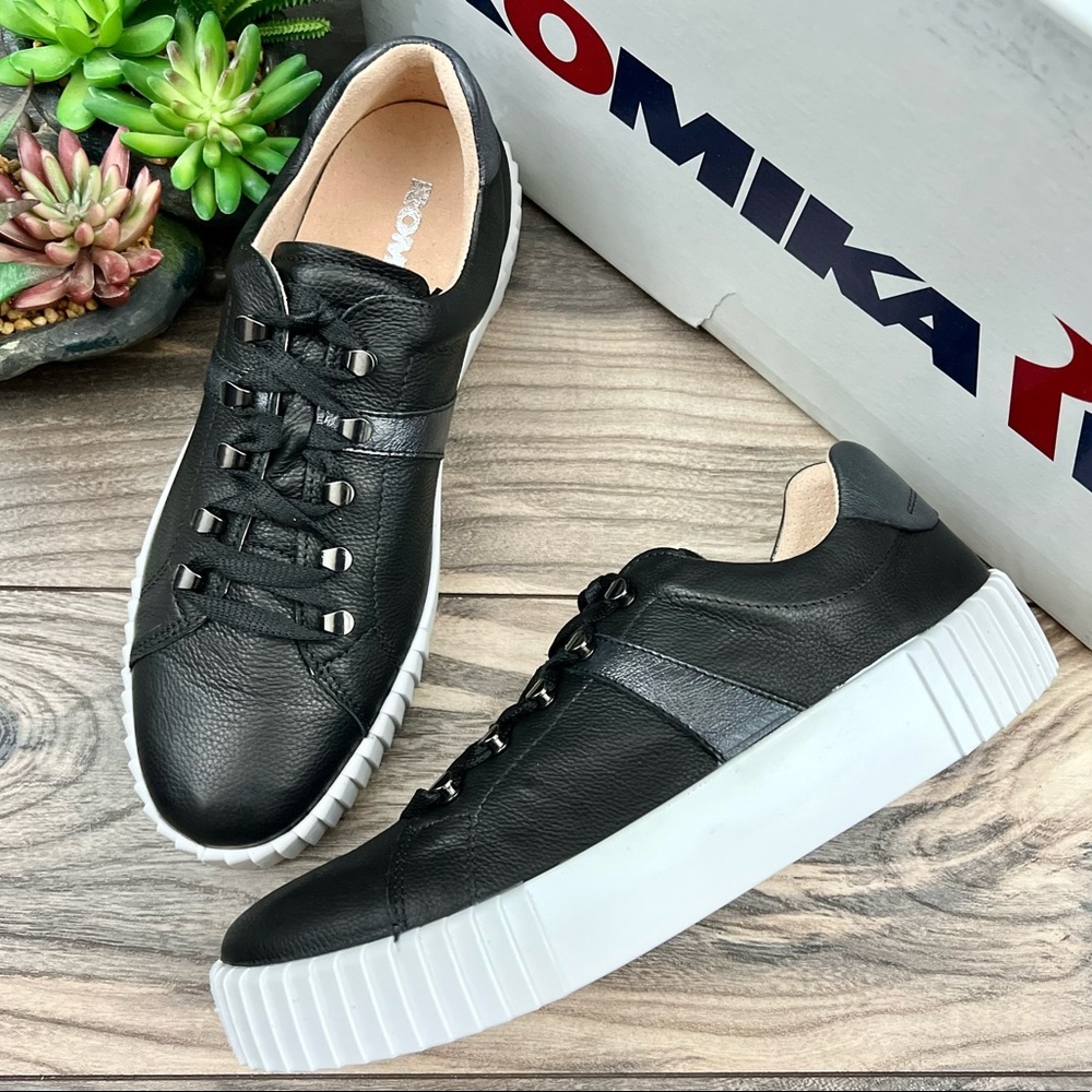 NIB Romika Montreal S 04 Black Leather Platform Low Top Sneaker 39 8-8.5